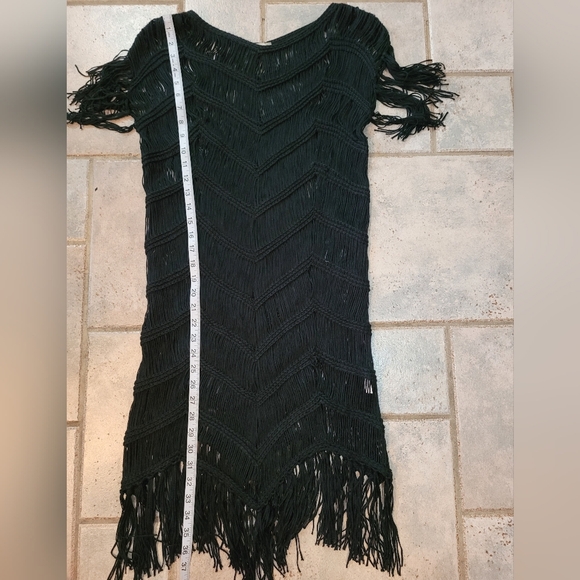 PILYQ MIDNIGHT Crochet Fringe Swimsuit Cover Up Black  Dress - Picture 9 of 12